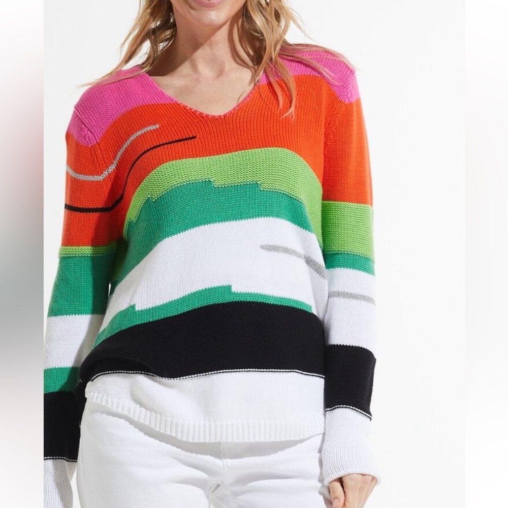 Zaket & Plover Multicolor Chunky Cotton V Sweater